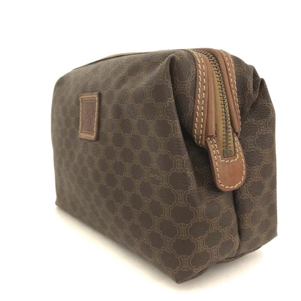 CELINE Macadam PVC Cosmetic Pouch Bag Brown/7BH0106 - Picture 3 of 8